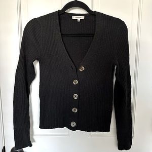 Madewell Henley Ribbed Sweater in black, size S